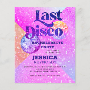 Budget disco bachelorette party invitation flyer