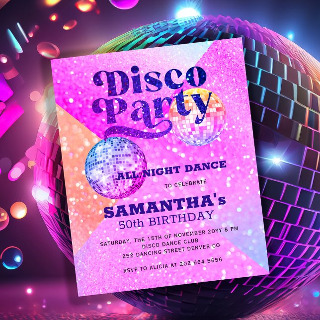 Budget disco dance birthday party invitation (Creator Uploaded)