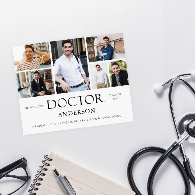 Budget Doctor Name 6 Photo Graduation Announcement Flyer (Creator Uploaded)