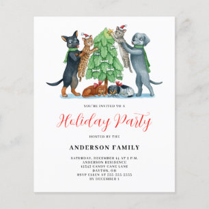 Budget Dog Cat Christmas Holiday Party Invitation