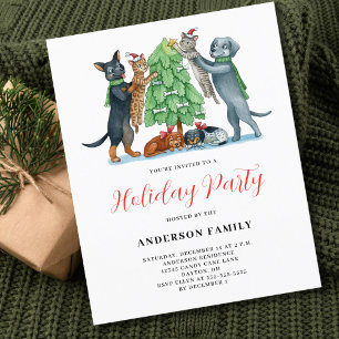Budget Dog Cat Christmas Holiday Party Invitation  Flyer