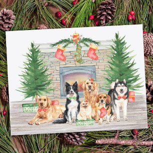 Budget Dog Lover Cute Puppy Fireplace Christmas 