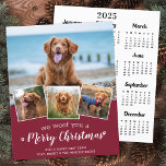 Budget Dog Pet Photo Merry Christmas 2025 Calendar<br><div class="desc">We Woof You A Merry Christmas! Send cute and fun holiday greetings with this super cute personalised custom pet photo holiday card and 2025 calendar on the back. Merry Christmas wishes from the dog with cute paw prints in a fun modern photo collage design. Add your dog's photos or family...</div>