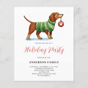 Budget Dog Sweater Christmas Holiday Invitation