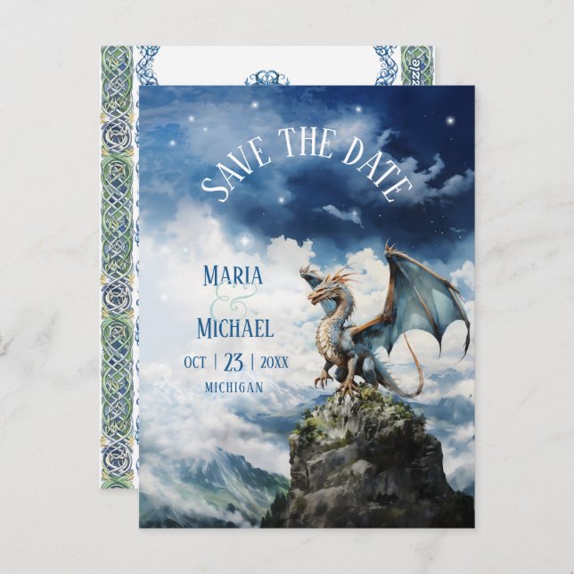 Budget Dragon Wedding Save the Date Postcard (Front/Back)