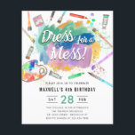 Budget Dress for a Mess Kids Art Painting Birthday<br><div class="desc">Cute Watercolor Dress for a Mess Kids Art Paint Painting Birthday Invitation</div>