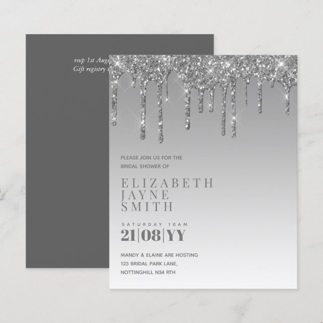 BUDGET Dripping Glitter Bridal Shower Invitations (Front/Back)