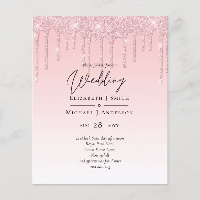BUDGET Dripping Pink Glitter Wedding (Front)
