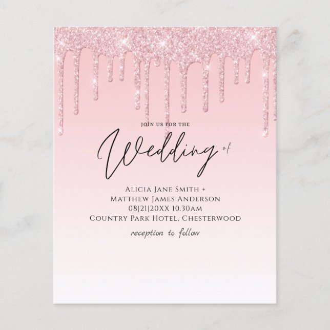 BUDGET Dripping Pink Glitter Wedding (Front)