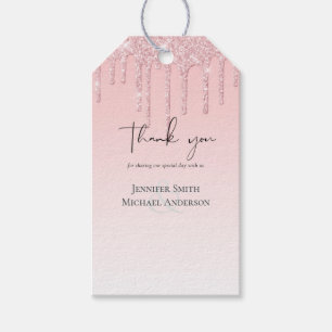 BUDGET Dripping Pink Glitter Wedding Gift Tags