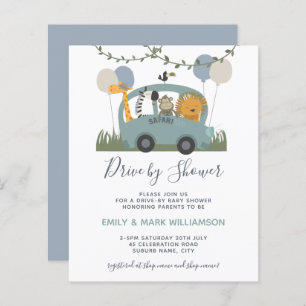 Budget Drive By Baby Shower Safari Animal Blue
