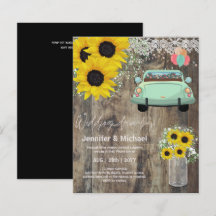 Budget Drive-BY Wedding Invites -Cartoon Couple