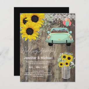 Budget Drive-BY Wedding Invites -Cartoon Couple