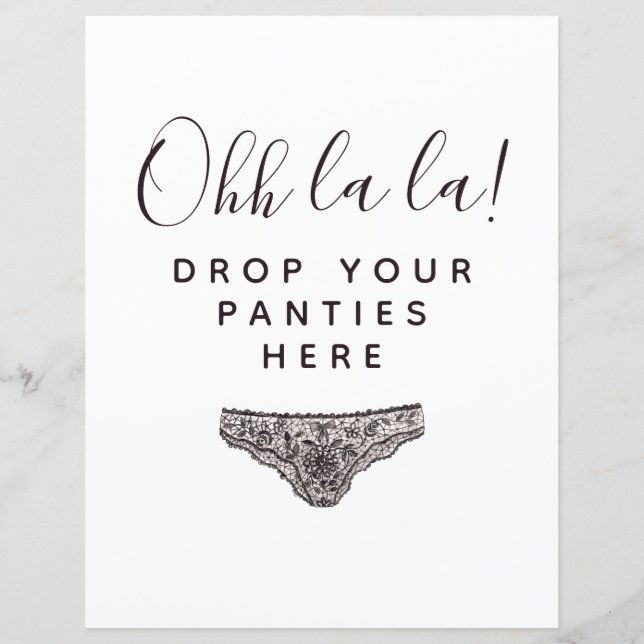 BUDGET Drop Your Panties Here Bridal Shower Sign (Front)