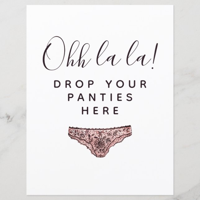 BUDGET Drop Your Panties Here Bridal Shower Sign (Front)