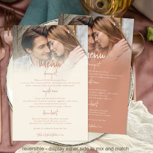 Budget Dual Tone Reversible Wedding Menu (Front and back. Same design in opposite colorway on reverse. Display either side to mix and match)