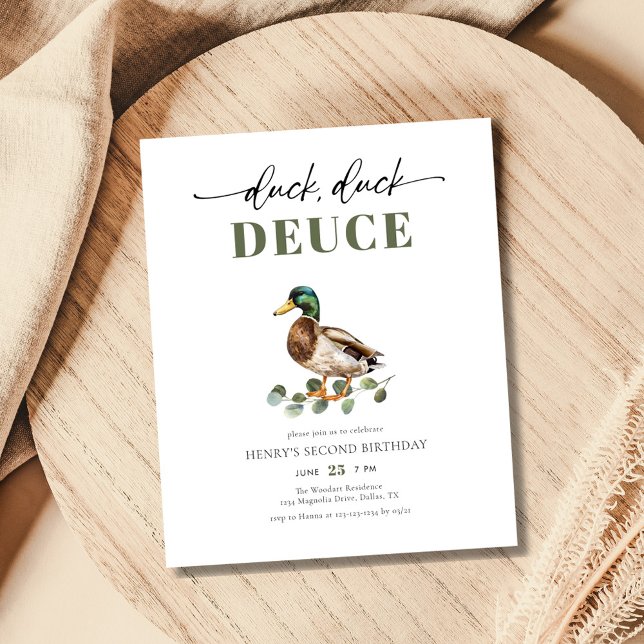 Budget Duck Duck Deuce Boy 2nd Birthday Invitation Flyer (Creator Uploaded)
