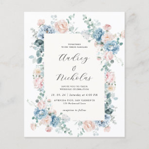 Budget Dusty Blue and Peach Elegant Floral Wedding