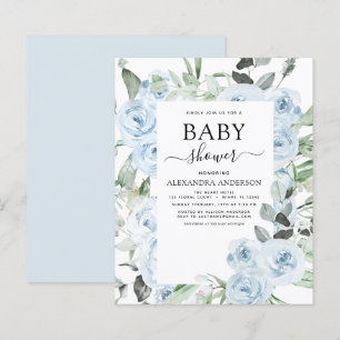Budget Dusty Blue Baby Shower Floral Greenery