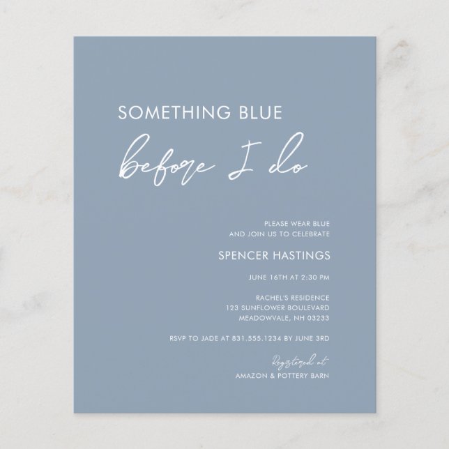Budget Dusty Blue Before I Do Bridal Shower Flyer (Front)