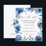 Budget Dusty Blue & Blue Floral Save the Date<br><div class="desc">** SATIN PAPER IS PAPER THIN. UPGRADE THE PAPER FOR A THICKER PAPER. HAS AN OPTION FOR ENVELOPES. *** Save money on formal invitations with this smaller invitation that has an option for envelopes. Get your guests ready for the amazing wedding with your Dusty Blue & Blue Floral Save the...</div>