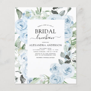 Budget Dusty Blue Bridal Shower Luncheon Flyer