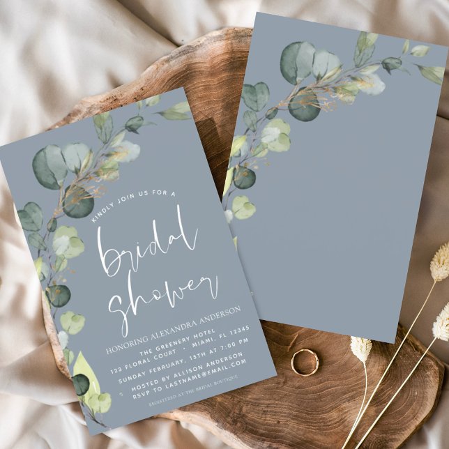 Budget Dusty Blue Bridal Shower Rustic Invitation (Creator Uploaded)