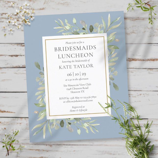 Budget Dusty Blue Bridesmaids Luncheon Invite (Creator Uploaded)
