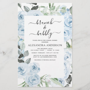 Budget Dusty Blue Brunch & Bubbly Bridal Shower