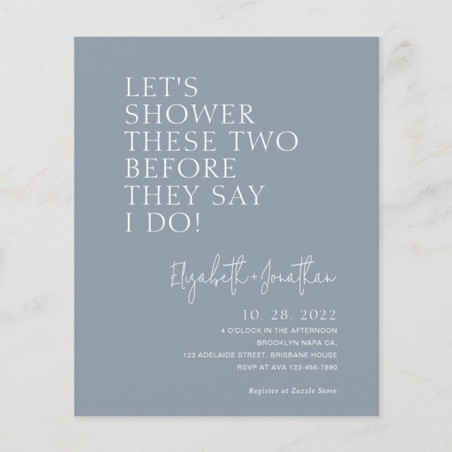 Budget Dusty Blue Couple Shower Invitation (Front)
