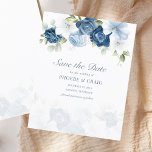 Budget Dusty Blue Floral Eucalyptus Save The Date<br><div class="desc">Elegant floral watercolor dusty blue,  white,  and navy floral bouquet wedding save the date card. The card features a script "Save the Date",  that can be changed to a font type of your choice that are available here when you click the "Personalise" button.</div>