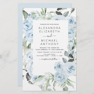 Budget Dusty Blue Floral Greenery Wedding