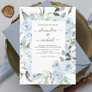 Budget Dusty Blue Floral Greenery Wedding