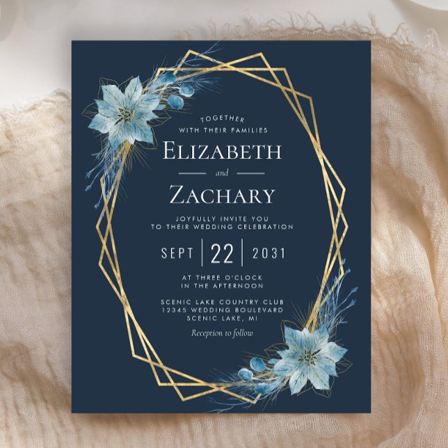 Budget Dusty Blue Floral Navy Winter Wedding (Creator Uploaded)