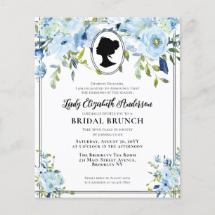 Budget Dusty Blue Floral Regency Era Bridal Brunch