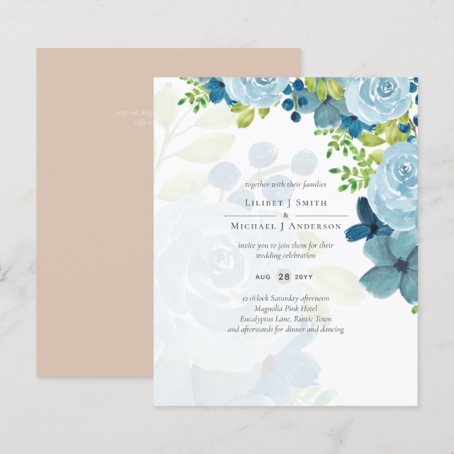 Budget Dusty Blue Floral Wedding (Front/Back)