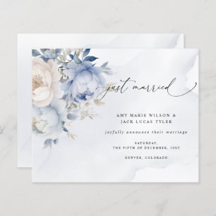 Budget Dusty Blue Floral Wedding Announcement