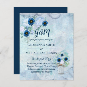 BUDGET Dusty Blue Floral Wedding Invite