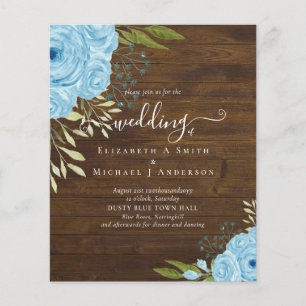 Budget Dusty Blue Flowers Lime Wedding Flyer