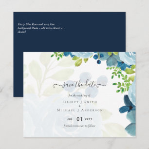 Budget Dusty Blue Flowers Sage Wedding Postcard
