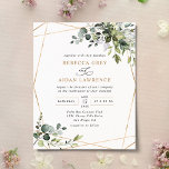 Budget Dusty Blue Greenery Gold Wedding Invitation<br><div class="desc">This elegant collection features mixed watercolor greenery leaves paired with a classy serif & delicate sans font in black,  with a monogram on the back. Matching items available.</div>