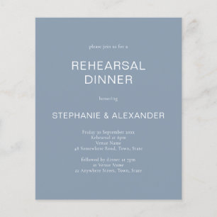 Budget Dusty Blue QR Code Rehearsal Dinner Invite