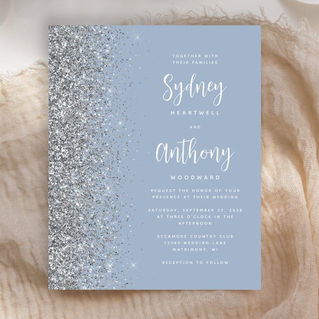 Budget Dusty Blue Silver Calligraphy Wedding (Creator Uploaded)