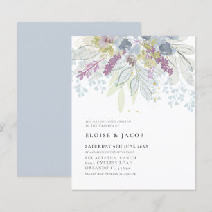 Budget Dusty Blue Watercolor Foliage Wedding