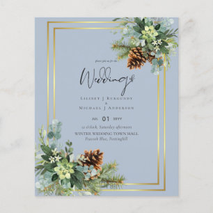 BUDGET  Dusty Blue Wedding Eucalyptus Greenery Flyer