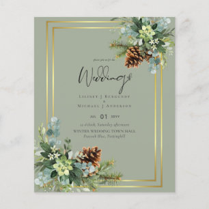 BUDGET Dusty Blue Wedding Eucalyptus Greenery Flyer