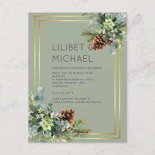 BUDGET  Dusty Blue Wedding Eucalyptus Greenery Postcard