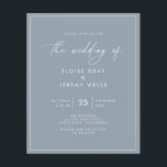 Budget Dusty Blue Wedding Invitation  Flyer<br><div class="desc">This modern wedding card has a warm, minimalist design. The front features a lively script text above your first names and date. On the back, we've set the background as transparent, so that the colour of the paper will serve as the base colour. You can choose a colour for the...</div>