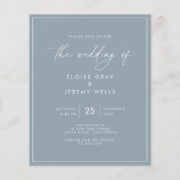 Budget Dusty Blue Wedding Invitation Flyer