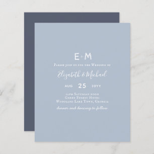 BUDGET Dusty Blue Wedding Invite